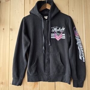 Metal Mulisha Zip Up Hoodie Sweater Pink Black Womens Small